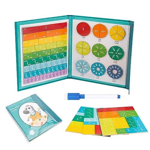 HOVCEH Montessori Material Mathematik, 102 Stück Bruchrechnen Material Holz, 9 Farbcodiert Bruchrechnen Magnetisch, Montessori Mathematisches Spielzeug für Mathe Bruchrechnung Klassen, Ausbildung von HOVCEH