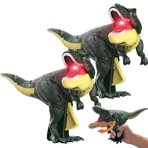 HOVCEH Trigger The T Rex, BiteFury The T-Rex, Fun Interactive Dinosaur Grabber Toy, Squeeze Trigger for Movable Body Parts, Kid Toy Gifts for Kids Birthdays (Without Sound Effects, 2 Piece) von HOVCEH