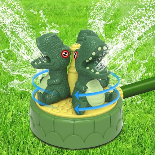 HOVCEH Wassersprinkler Kinder, Dinosaurier Outdoor Sprinkler Wasserspielzeug, Sprinkler Spielzeug Für Kinder, Wassersprinkler Kinder Outdoor Mit 360 Rotierenden Sprühdüsen von HOVCEH