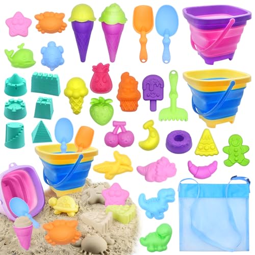 HOVIBU Strand Sandspielzeug für Kinder, 35 Stück Strandspielzeug Set mit Sandschaufel, Faltbares Eimer, Sandformen, Netzbeutel Strand, Sandkasten Spielzeug Geschenke für 3+ Jahre Mädchen Junge HOVIBU Strand Sandspielzeug für Kinder, 35 Stück Strandspielzeug Set mit Sandschaufel, Faltbares Eimer, Sandformen, Netzbeutel Strand, Sandkasten Spielzeug Geschenke für 3+ Jahre Mädchen Junge von HOVIBU