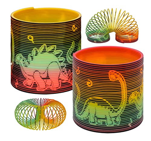 2-teiliges magisches Spielzeug der Dinosaurierfamilie 6,5 cm, dehnbare, hüpfende Spule, lustiges Fidget-Spielzeug für Kinder, Partytütenfüller für Kinder, Geburtstagsgeschenke ab 3 Jahren von HOVUK