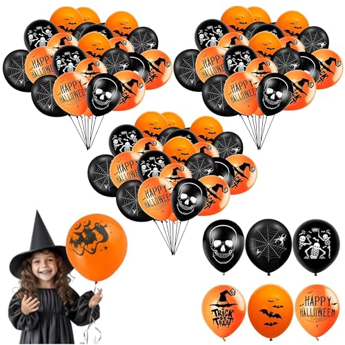 72-teiliges Halloween-Ballon-Set, 1 cm – Totenkopf, Spinnennetz, Skelett, schwarze und orangefarbene Luftballons für Halloween-Familienparty-Dekorationen, Horror-Partyzubehör 72-teiliges Halloween-Ballon-Set, 1 cm – Totenkopf, Spinnennetz, Skelett, schwarze und orangefarbene Luftballons für Halloween-Familienparty-Dekorationen, Horror-Partyzubehör von HOVUK