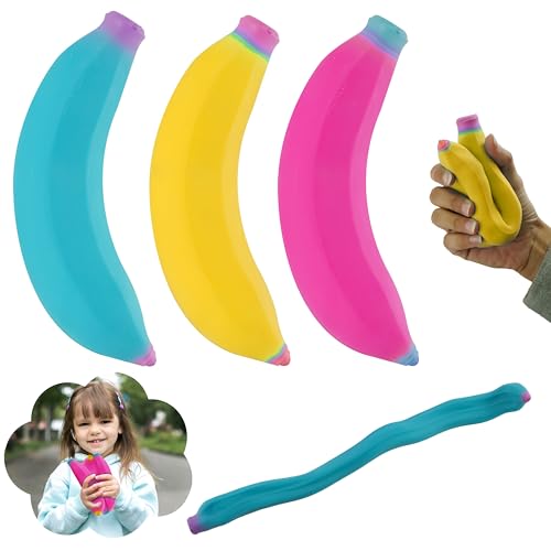 Bananen-Stressabbau-Spielzeug, 7 cm, 1 x zufällige Banane, sandgefüllte Banane, Stressabbau-Spielzeug für die Zeit totzuschlagen, dehnbare Bananen-Dekorationen, Fidget Spielzeug für Erwachsene von HOVUK