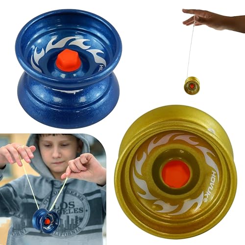 HOVUK Metalljojos für Tricks, Zerrrückführung, Aluminium-Jojo für Anfänger, reaktionsschnelle Weihnachtsjojos, inklusive extra Schnur, 5 cm Durchmesser für Kinder, 2 von HOVUK