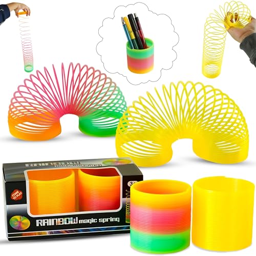 HOVUK 4 x großes Regenbogen-Frühlings-Geschenk-Spielzeug für Jungen und Mädchen, klassisches Regenbogen-Frühlingsspielzeug, Goody Bag-Füller, Partygeschenke für Kinder ab 3 Jahren, Größe: 7 cm von HOVUK