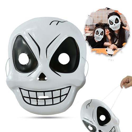 HOVUK Chilling Skelett Maske, Halloween Gesichtsmaske für Kinder, Spukende Kunststoff Cosplay Maske mit Gummiband, Einheitsgröße Halloween Maske Kinder HOVUK Chilling Skelett Maske, Halloween Gesichtsmaske für Kinder, Spukende Kunststoff Cosplay Maske mit Gummiband, Einheitsgröße Halloween Maske Kinder von HOVUK