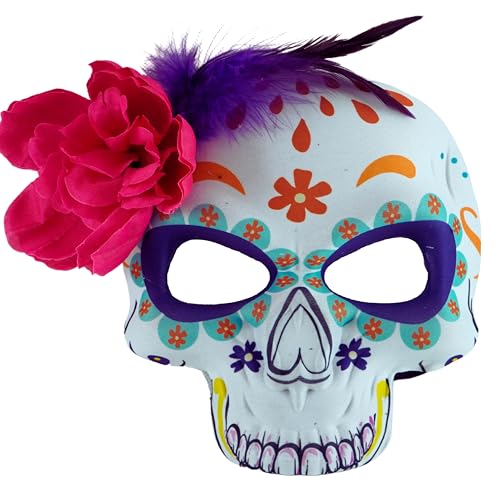 HOVUK Halloween-Zuckerschädel Gesichtsmaske für Kinder, 18 cm, Halloween-Zubehör für Erwachsene, Tag der Toten, Kostüme, Dekoration für Halloween-Partys von HOVUK