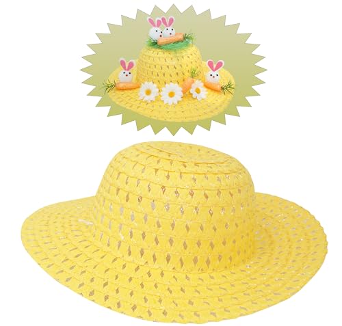 HOVUK Kinder Cowboy-Stil Ostern Hut - Gewebte Uni gelbe Hüte für Jungen & Mädchen perfekt zum Dekorieren von Schulparaden und Western-Kostümpartys - lustige Ostergröße - 16cm HOVUK Kinder Cowboy-Stil Ostern Hut - Gewebte Uni gelbe Hüte für Jungen & Mädchen perfekt zum Dekorieren von Schulparaden und Western-Kostümpartys - lustige Ostergröße - 16cm von HOVUK