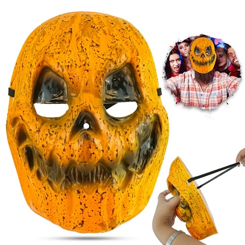 Horror Kürbis Halloween Maske, Orange Skelett Maske für Kinder, Einheitsgröße, Erwachsene Maskerade Maske, Halloween Kostüme Gesichtsmaske von HOVUK