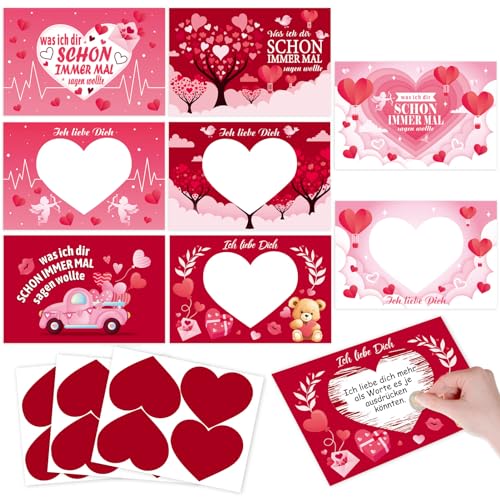 HOWAF 12 Rubbelkarten zum Selber Beschriften, Valentinstag Rubbelkarte Ich Liebe Dich Rubbellos für Geschenke Valentinstag, Geburtstag, Hochzeitstag, Jahrestag von HOWAF