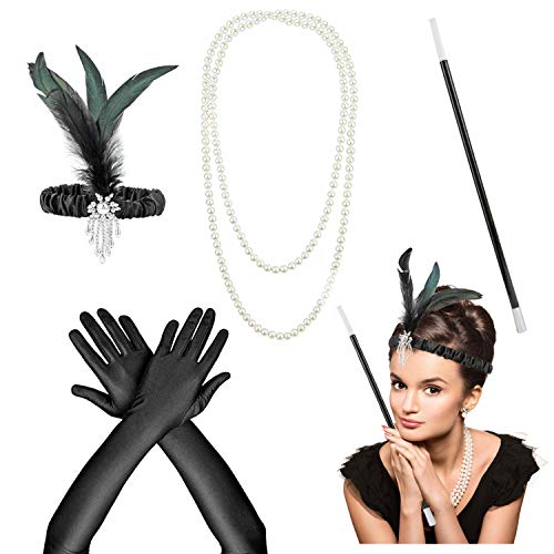 HOWAF 20er Jahre Accessoires Damen 1920er Accessoires 20er Jahre Kleid Zubehör Set, Flapper Stirnband Handschuhen Perlenkette, Gatsby Accessoires Damen für Charleston Kleid 20er Jahre Kostüm Damen HOWAF 20er Jahre Accessoires Damen 1920er Accessoires 20er Jahre Kleid Zubehör Set, Flapper Stirnband Handschuhen Perlenkette, Gatsby Accessoires Damen für Charleston Kleid 20er Jahre Kostüm Damen von HOWAF