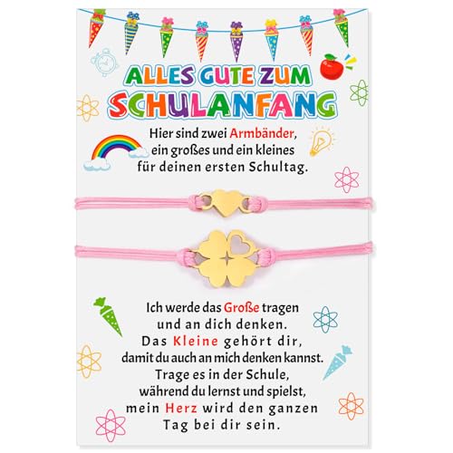 HOWAF 2 Endlich Schulkind Armband Mädchen Junge Geschenke zur Einschulung, Kleeblatt Armband Schulkind mit Einschulung Geschenk Karte für Erster Schultag Schultüte Füllung Schulanfang Geschenk HOWAF 2 Endlich Schulkind Armband Mädchen Junge Geschenke zur Einschulung, Kleeblatt Armband Schulkind mit Einschulung Geschenk Karte für Erster Schultag Schultüte Füllung Schulanfang Geschenk von HOWAF
