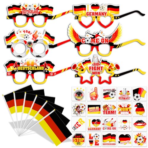HOWAF Deutschland Fußball Deko, 12 STK Deutschland Fußball Partybrille Deutschland Fußball Brille, 12 Deutschland Flagge, 20 Temporäre Tattoos Deutschland für Fans der Deutschen Nationalmannschaft HOWAF Deutschland Fußball Deko, 12 STK Deutschland Fußball Partybrille Deutschland Fußball Brille, 12 Deutschland Flagge, 20 Temporäre Tattoos Deutschland für Fans der Deutschen Nationalmannschaft von HOWAF