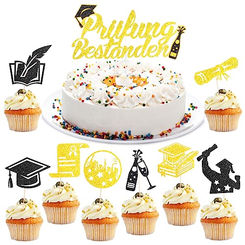 HOWAF 25 Abschluss Deko Prüfung Bestanden Cake Topper Graduation Cake Topper Abschluss Tortendeko Kuchendeko ABI 2024 Cupcake Deko Kuchen Deko für Abschlussfeier Abitur 2024 Deko Party Cake Supplies von HOWAF