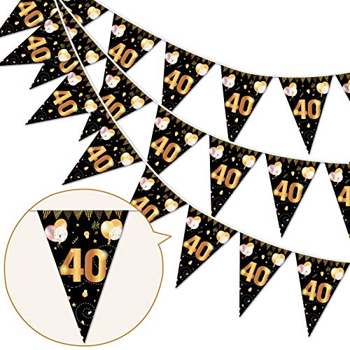 HOWAF 40. Geburtstag Banner Girlande 40" Wimpel Girlande Bunting zum Aufhängen Wimpelkette für Frau Mann 40. Geburtstag Party Dekoration Geburtstags Deko Schwarz Gold HOWAF 40. Geburtstag Banner Girlande 40" Wimpel Girlande Bunting zum Aufhängen Wimpelkette für Frau Mann 40. Geburtstag Party Dekoration Geburtstags Deko Schwarz Gold von HOWAF