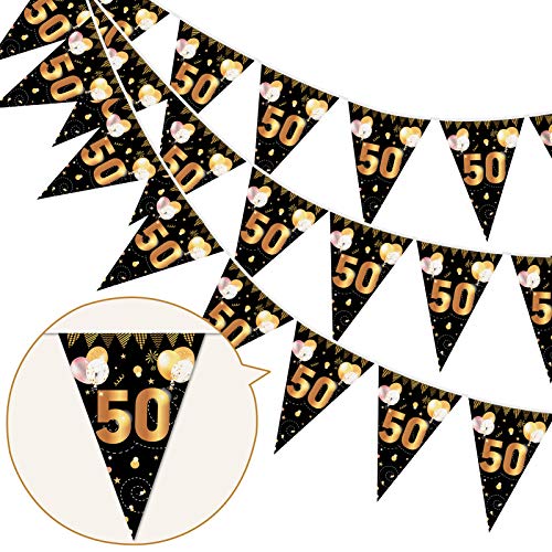 HOWAF 50. Geburtstag Banner Girlande 50" Wimpel Girlande Bunting zum Aufhängen Wimpelkette für Frau Mann 50. Geburtstag Party Dekoration Geburtstags Deko Schwarz Gold HOWAF 50. Geburtstag Banner Girlande 50" Wimpel Girlande Bunting zum Aufhängen Wimpelkette für Frau Mann 50. Geburtstag Party Dekoration Geburtstags Deko Schwarz Gold von HOWAF