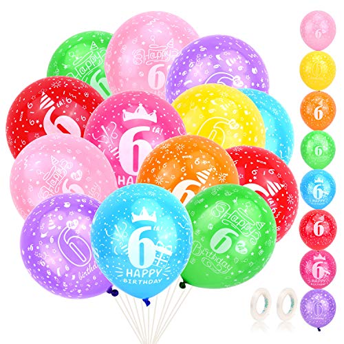 HOWAF 6. Geburtstag Luftballons, 24 Bunte Zahl 6 Luftballons 6. Geburtstag Deko Latex Luftballons Helium Ballons f¨¹r 6. Geburtstag Party Kindergeburtstag Dekorationen M?dchen Jungen (Zahl 6) von HOWAF