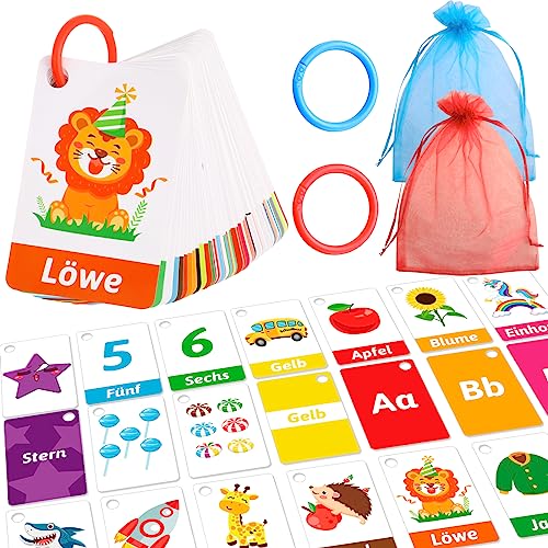 HOWAF 66 STK Schultüte Füllung Lernkarten Kinder, Buchstaben Lernen Farben Zahlen Tieren Alphabet Deutsch Lernen für Kinder Lesen Lernen Vorschule Schulanfang Geschenke Einschulung Zuckertüte Füllung von HOWAF