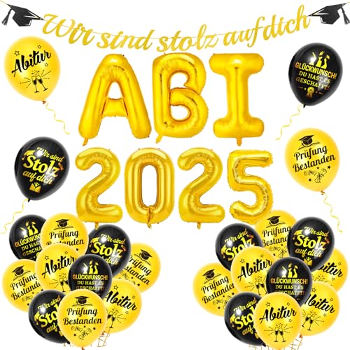 HOWAF ABI 2025 Deko, ABI 2025 Folienballons ABI 2025 Ballons Luftballon Abitur 2025 Deko, wir sind stolz auf Dich Banner für ABI Deko Abschluss Deko Abschlussfeier Deko 2025 Prüfung Bestanden Deko von HOWAF