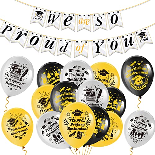 HOWAF Abschluss Deko, We Are So Proud of You Girlande Graudation Girlande Banner Prüfung Bestanden Luftballons ABI 2025 Luftballons Herzlichen Glückwunsch Luftballons für Graduation Abitur 2025 Deko HOWAF Abschluss Deko, We Are So Proud of You Girlande Graudation Girlande Banner Prüfung Bestanden Luftballons ABI 2025 Luftballons Herzlichen Glückwunsch Luftballons für Graduation Abitur 2025 Deko von HOWAF