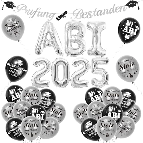 HOWAF ABI 2025 Deko, ABI 2025 Folienballons ABI 2025 Ballons Luftballon Abitur 2025 Deko, Bestandene Prüfung Banner für ABI Deko Abschluss Deko Abschlussfeier Deko 2025, Graduation Deko von HOWAF
