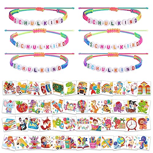 HOWAF Endlich Schulkind Armband Einschulung Armbänder Schulanfang Tattoos Einschulung Tattoo Kinder Schultüte Schuleinführung Mitgebsel Kindergeburtstag Schulanfang Geschenke Einschulung Junge Mädchen von HOWAF