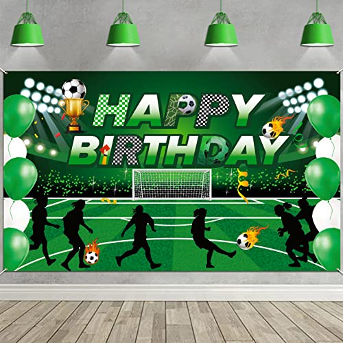 HOWAF Fußball Happy Birthday Banner - Großes Hintergrund Sport Themen Alles Gute zum Geburtstag Banner für Garten Wand Hintergrund - Junge Photo Booth Deko von HOWAF