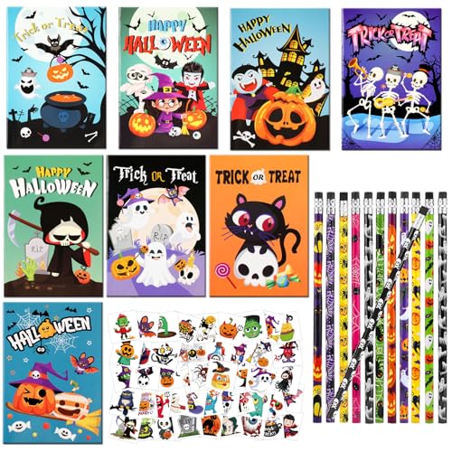 HOWAF Halloween Deko, Mini Halloween Notizbuch Bleistifte Halloween Temporäre Tattoos Aufkleber Halloween Geschenke für Kinder Süßes oder Saures Halloween Party Kindergeburtstag Mitgebsel Partyzubehör HOWAF Halloween Deko, Mini Halloween Notizbuch Bleistifte Halloween Temporäre Tattoos Aufkleber Halloween Geschenke für Kinder Süßes oder Saures Halloween Party Kindergeburtstag Mitgebsel Partyzubehör von HOWAF