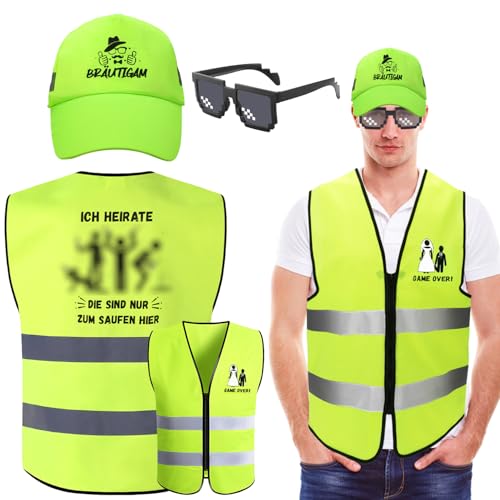 HOWAF Junggesellenabschied Kostüm, JGA Männer Weste, Bräutigam Hut, Sonnenbrille - Lustige Geschenkidee für JGA Accessoires HOWAF Junggesellenabschied Kostüm, JGA Männer Weste, Bräutigam Hut, Sonnenbrille - Lustige Geschenkidee für JGA Accessoires von HOWAF