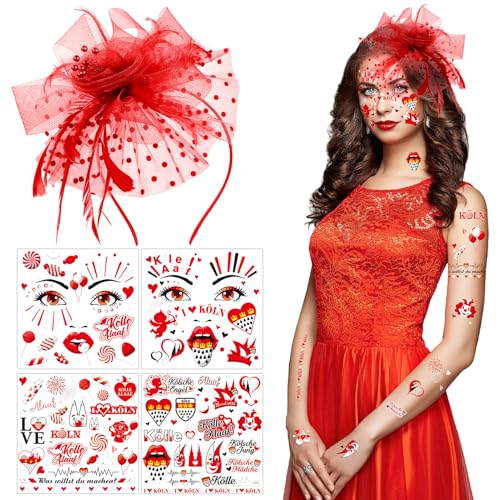 HOWAF Karneval Kostüm Köln, Kölle Haarreif Karneval Köln, Karneval Kopfschmuck, Köln Tattoos Karneval Gesichtstattoo Karneval für Kölle Alaaf Kostüm, Faschingskostüme, Fasching Kostüm (Rot Weiss) HOWAF Karneval Kostüm Köln, Kölle Haarreif Karneval Köln, Karneval Kopfschmuck, Köln Tattoos Karneval Gesichtstattoo Karneval für Kölle Alaaf Kostüm, Faschingskostüme, Fasching Kostüm (Rot Weiss) von HOWAF
