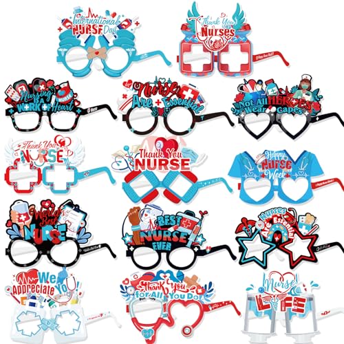 HOWAF Papierbrille mit Aufschrift "Thank You" für Krankenschwestern, Partybrille, Foto-Requisiten-Set für internationale Krankenschwestern, Partygeschenke, Stillbrille, Krankenschwesterbrille für von HOWAF