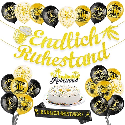 HOWAF Ruhestand Deko, Ruhestand Girlande und Luftballons Ruhestand Cake Topper, Schärpe Endlich Rentner, Rente Deko Ruhestand Pensionierung Party Abschiedsfeier Deko Renteneintritt für Frau Männer HOWAF Ruhestand Deko, Ruhestand Girlande und Luftballons Ruhestand Cake Topper, Schärpe Endlich Rentner, Rente Deko Ruhestand Pensionierung Party Abschiedsfeier Deko Renteneintritt für Frau Männer von HOWAF
