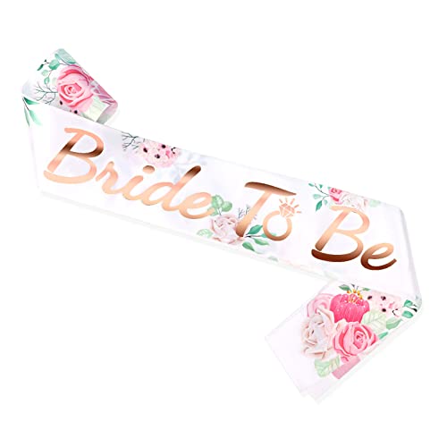 HOWAF Schärpe Bride to Be Blumen in Rosé Gold, JGA Schärpe JGA Deko Accessoires Bride to Be Schärpe Braut to be Schärpe für JGA Junggesellinnenabschied Frauen Bachelorette Party Hochzeit Deko von HOWAF