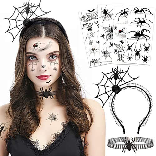 HOWAF Spinnen Haarreif, Halskette, Halloween Tattoo Gesicht für Spinnenkostüm, Spinnen Halloween Kostüm Damen Herren, Karneval Fasching Kostüm, A HOWAF Spinnen Haarreif, Halskette, Halloween Tattoo Gesicht für Spinnenkostüm, Spinnen Halloween Kostüm Damen Herren, Karneval Fasching Kostüm, A von HOWAF