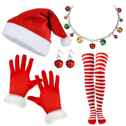HOWAF Weihnachtsmann Kostüm Damen, Weihnachtsmütze Weihnachtsmann Mütze Nikolausmütze Erwachsene Handschuhe Weihnachts Halskette Ohrringe Weihnachtsstrümpfe Weihnachtskostüm Karneval Fasching Kostüm HOWAF Weihnachtsmann Kostüm Damen, Weihnachtsmütze Weihnachtsmann Mütze Nikolausmütze Erwachsene Handschuhe Weihnachts Halskette Ohrringe Weihnachtsstrümpfe Weihnachtskostüm Karneval Fasching Kostüm von HOWAF
