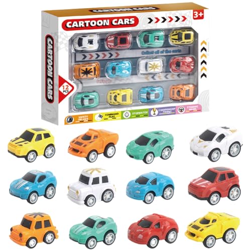 HOXSNII Auto Spielzeug,12PCS Spielzeugautos Zurückziehen Auto Trägheit Reibungsbetriebene Autos Pull Back Autos Kinderspielzeug Kleine Fahrzeuge Geschenk für Kinder von HOXSNII