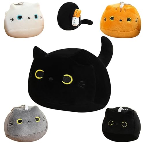HOXSNII Katzen Plüsch Kuscheltier, 32CM Plüschtier Puppe mit 4 Kleinen Katzen Plüschkissen Spielzeug Kissen Tierspielzeug Stofftier Spielzeug Schlafkissen Wurfkissen Plüsch Puppe Geschenk für Kinder von HOXSNII