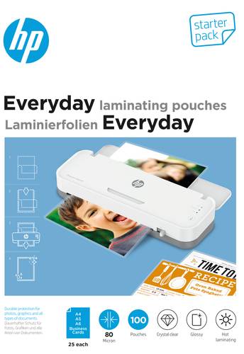 HP Laminierfolie DIN A4, DIN A5, DIN A6, Visitenkarten 80 micron glänzend 100St. von HP