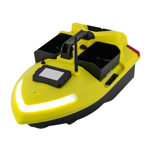 HPDTZ Angelköder Boot Futterboot mit Echolot und GPS Bait Boat Intelligentes Futterboot Angeln RC Boot Köderboot 500m Steuerung für Angler Camping und Gewässer (Gelb) von HPDTZ