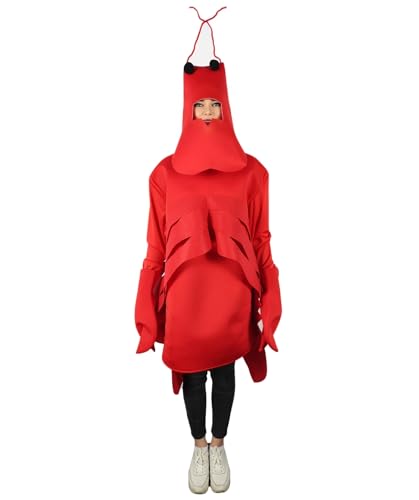 HPO HALLOWEEN PARTY ONLINE Rotes Meerestier-Kostüm für Erwachsene, Unisex, mit Hut und Handschuhen, lustiger Pullover mit Ozean-Motiv, für Halloween, Cosplay, Festivals, Größe L von HPO HALLOWEEN PARTY ONLINE