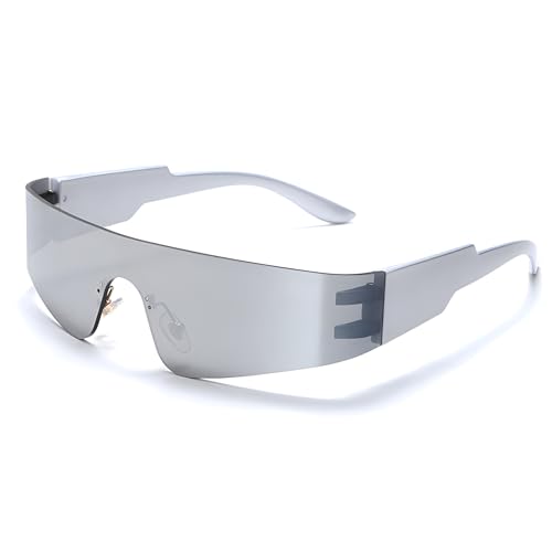 HPiano Schnelle Brille Rave, Schnelle Brille,Rave Sonnenbrille Futuristische BrilleSilber,Fun Glasses Space Brille Alien Brille für Rollenspiel Weihnachten Brillen Set,Party,Fun Glasses Rollenspiel von HPiano