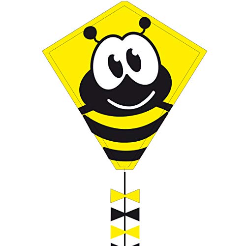 Ecoline 102104 - Eddy Bumble Bee 50cm Kinderdrachen Einleiner, ab 5 Jahren, 50x45cm und 2.5m Drachenschwanz, inkl. 10kp Polyesterschnur 25m auf Griff, 2-5 Beaufort von HQ HIGH QUALITY DESIGN