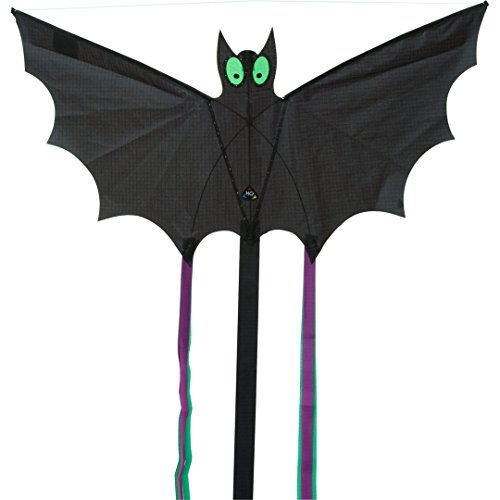 HQ Design - Flying Creatures, Kinderdrachen Flugdrachen Einleiner Drachen zum steigen Lassen, wenig Wind ab 5 Jahren, Polyesterschnur auf Spule oder Griff (Bat Black S) von HQ HIGH QUALITY DESIGN