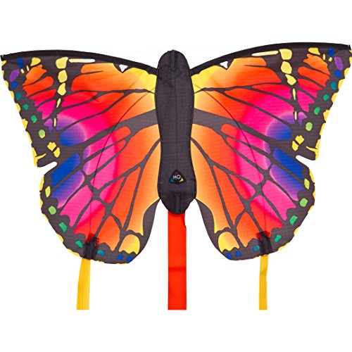 HQ 100302 - Butterfly Kite Ruby R, Kinderdrachen Einleiner, ab 5 Jahren, 34x52cm und 2x300cm Drachenschwanz, inkl. 10kp Polyesterschnur 25m auf Griff, 2-4 Beaufort von HQ HIGH QUALITY DESIGN