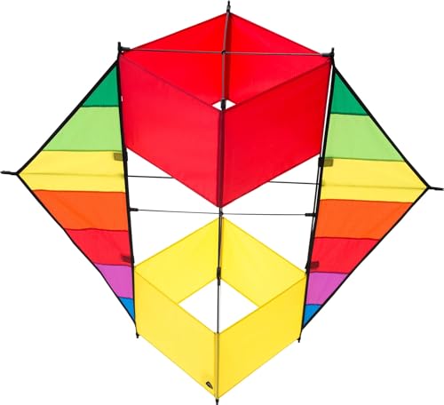 HQ HIGH QUALITY DESIGN - Kastendrachen Flugdrachen Einleiner Drachen zum steigen Lassen wenig Wind ab 8 Jahren, inkl. 17kp Polyesterschnur 40m auf Spule, bis 5 Bft (F-Box Beach) von HQ HIGH QUALITY DESIGN