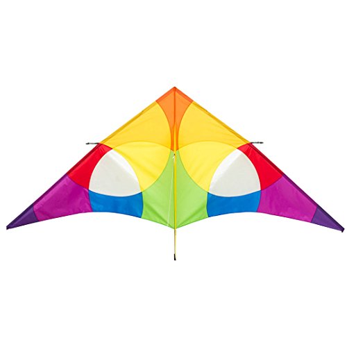HQ Design - Delta XL ab 2m Flugdrachen Einleiner für Kinder und Erwachsene Drachen zum steigen Lassen wenig Wind ab 10 Jahre, mit oder ohne Polyesterschnur, ab 1 Bft. (Rainbow 3m) von HQ HIGH QUALITY DESIGN