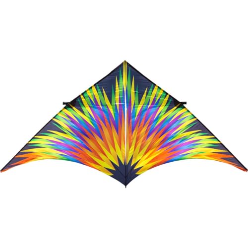 HQ Design - Delta XL ab 2m Flugdrachen Einleiner für Kinder und Erwachsene Drachen zum steigen Lassen wenig Wind ab 10 Jahre, mit oder ohne Polyesterschnur, ab 1 Bft. (Fireworks 4m) von HQ HIGH QUALITY DESIGN