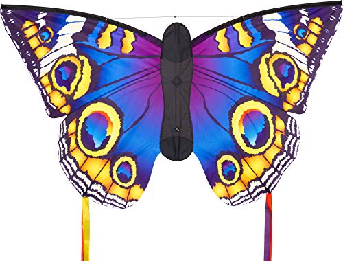HQ 106548 - Butterfly Kite Buckeye L, Kinderdrachen Einleiner, ab 5 Jahren, 80x130cm und 2x600 cm Drachenschwanz, inkl. 17kp Polyesterschnur 40m auf Spule, 2-5 Beaufort von HQ HIGH QUALITY DESIGN