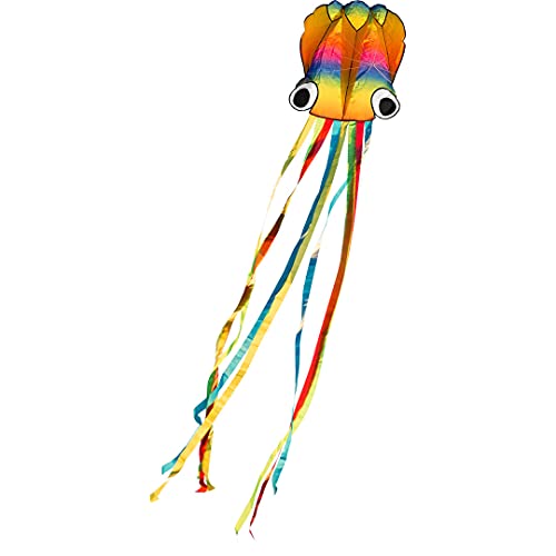 HQ Design - Rainbow Octopus, Kinderdrachen Drachen Flugdrachen Einleiner Drachen zum steigen Lassen, wenig Wind ab 5 Jahren, 410x70cm, inkl. 17kp Polyesterschnur 40m auf Spule, 2-5 Bft von HQ HIGH QUALITY DESIGN