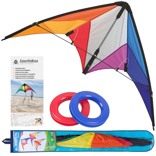 HQ 112323 - Calypso II Rainbow, Lenkdrachen Zweileiner, Flugdrachen, Drachen für Kinder und Erwachsene, ab 8 Jahren, 59x110cm, inkl. 20kp Polyesterschnüre 2x20m auf Spulen, 2-6 Beaufort HQ 112323 - Calypso II Rainbow, Lenkdrachen Zweileiner, Flugdrachen, Drachen für Kinder und Erwachsene, ab 8 Jahren, 59x110cm, inkl. 20kp Polyesterschnüre 2x20m auf Spulen, 2-6 Beaufort von HQ HIGH QUALITY DESIGN